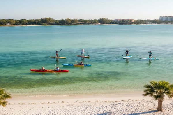 Kayaking and paddleboarding on clear water