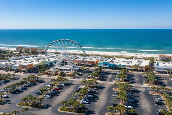 SkyWheel and Pier Park aerial view