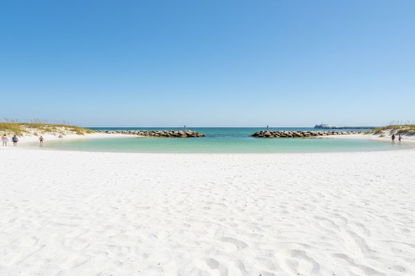 St. Andrews State Park white sand beach and jetties